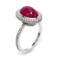 4.57 Ct. Ruby and Natural Diamond Pave Ring, Platinum 950 Image