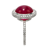 4.57 Ct. Ruby and Natural Diamond Pave Ring, Platinum 950 Image