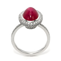 4.57 Ct. Ruby and Natural Diamond Pave Ring, Platinum 950 Image