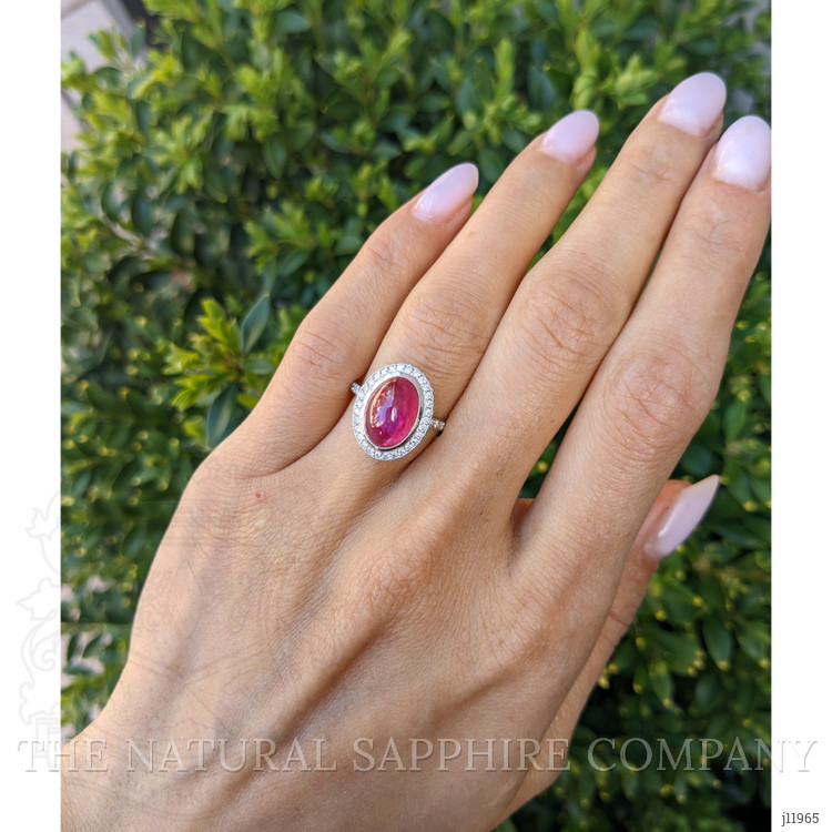 4.57 Ct. Ruby and Natural Diamond Pave Ring, Platinum 950