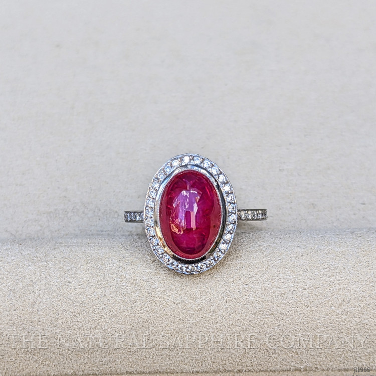 4.57 Ct. Ruby and Natural Diamond Pave Ring, Platinum 950