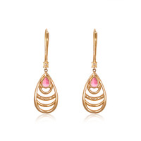 1.49&nbsp;Ct.Tw.Total Carat Weight Pinkish Red Rubellite Tourmaline and Natural Diamond Drops Earrings, 18K Rose Gold Image