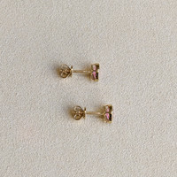 1.47&nbsp;Ct.Tw.Total Carat Weight Bluish Purple Sapphire Studs Earrings, 14K Yellow Gold Image