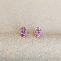 1.47&nbsp;Ct.Tw.Total Carat Weight Bluish Purple Sapphire Studs Earrings, 14K Yellow Gold Image