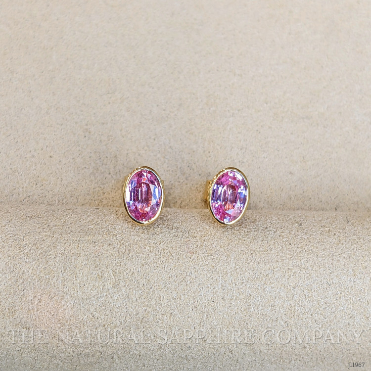 1.47 Ct.Tw. Bluish Purple Sapphire Studs Earrings, 14K Yellow Gold