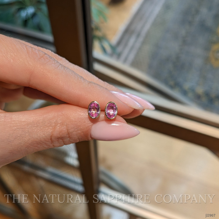 1.47 Ct.Tw. Bluish Purple Sapphire Studs Earrings, 14K Yellow Gold