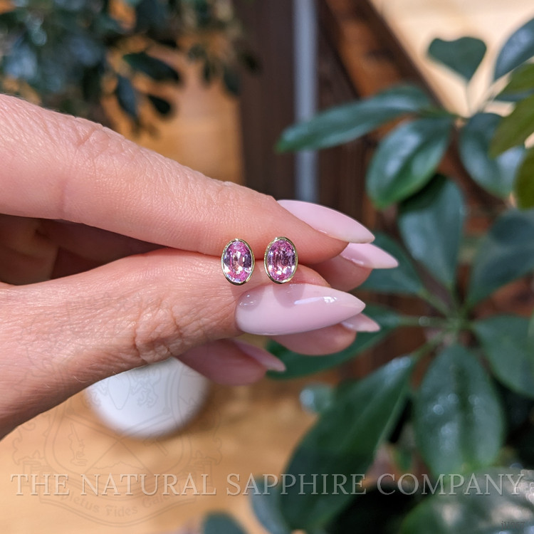 1.47 Ct.Tw. Bluish Purple Sapphire Studs Earrings, 14K Yellow Gold