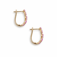 1.41&nbsp;Ct.Tw.Total Carat Weight Pink Sapphire Hoops Earrings, 14K Yellow Gold Image