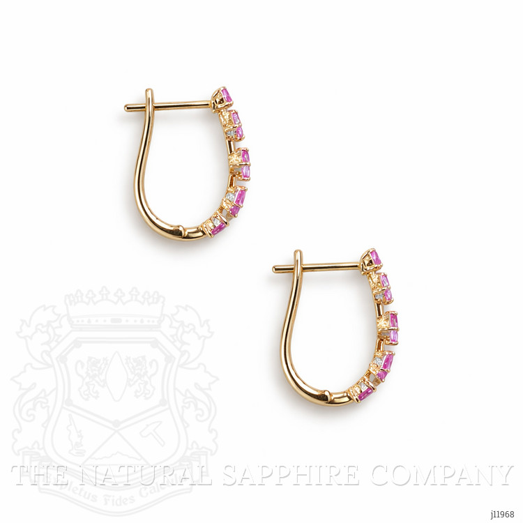 1.41 Ct.Tw. Pink Sapphire Hoops Earrings, 14K Yellow Gold