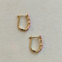 1.41&nbsp;Ct.Tw.Total Carat Weight Pink Sapphire Hoops Earrings, 14K Yellow Gold Life Style