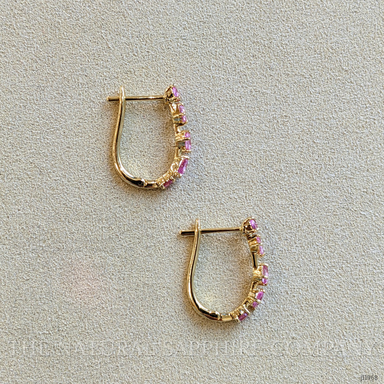 1.41 Ct.Tw. Pink Sapphire Hoops Earrings, 14K Yellow Gold