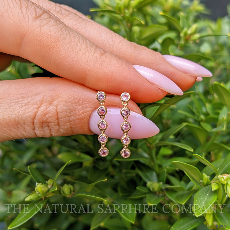 1.68 Ct.Tw. Pink Sapphire Hoops Earrings, 14K Yellow Gold