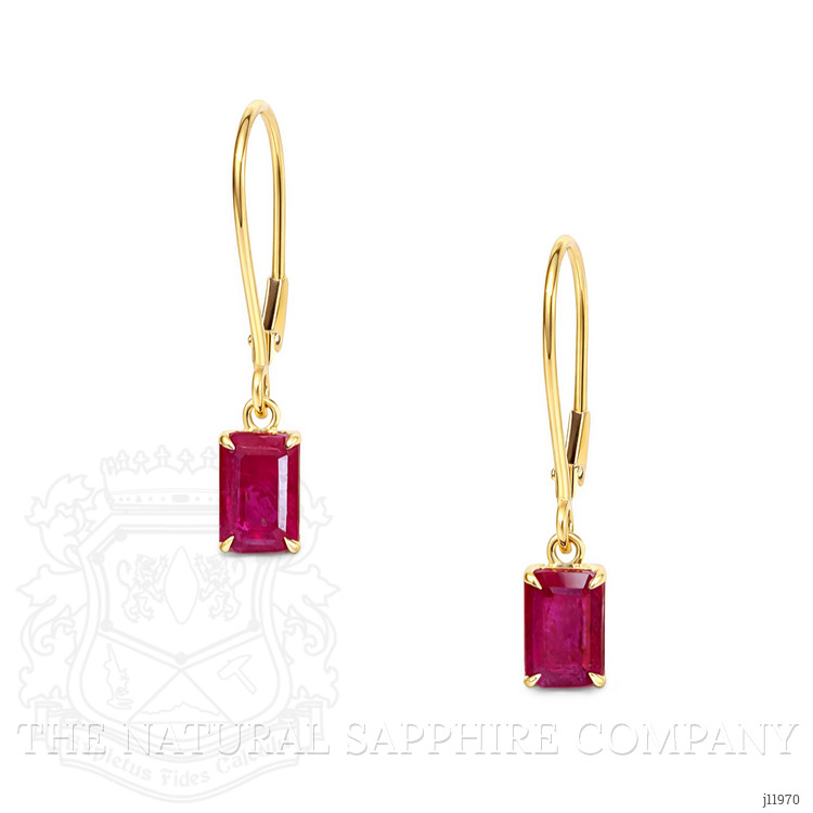 1.30 Ct.Tw. Ruby Drops Earrings, 14K Yellow Gold