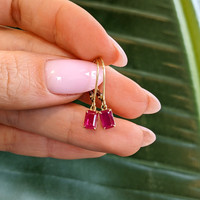 1.30 Ct.Tw.Total Carat Weight Ruby Drops Earrings, 14K Yellow Gold Life Style