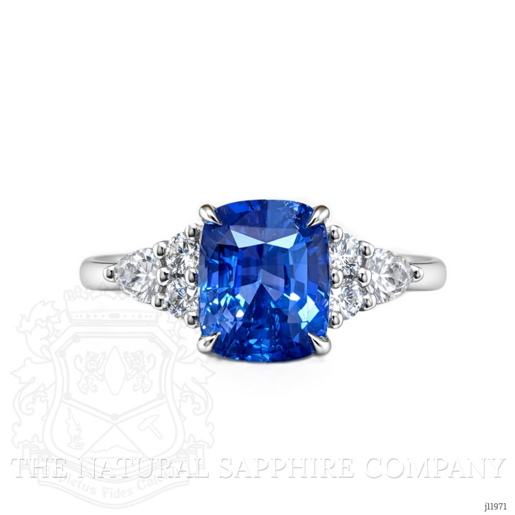 3.14 Ct. Blue Sapphire and Natural Diamond Multi Stone Ring, Platinum 950