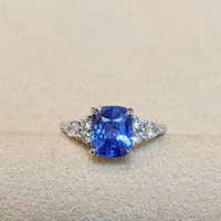 3.14 Ct. Blue Sapphire and Natural Diamond Multi Stone Ring, Platinum 950 Image