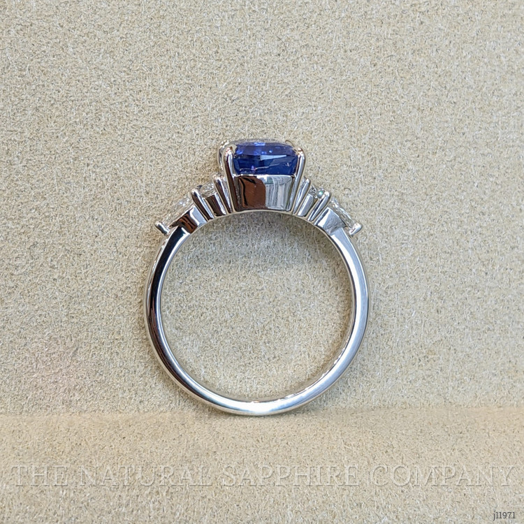 3.14 Ct. Blue Sapphire and Natural Diamond Multi Stone Ring, Platinum 950