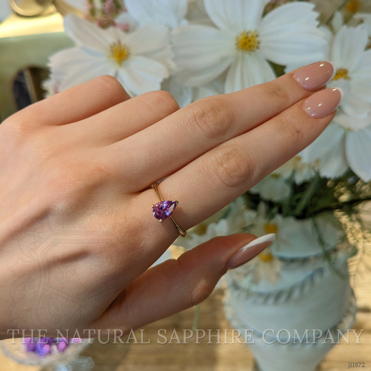 1.29 Ct. Purplish Pink Sapphire Solitaire Ring, 14K Yellow Gold