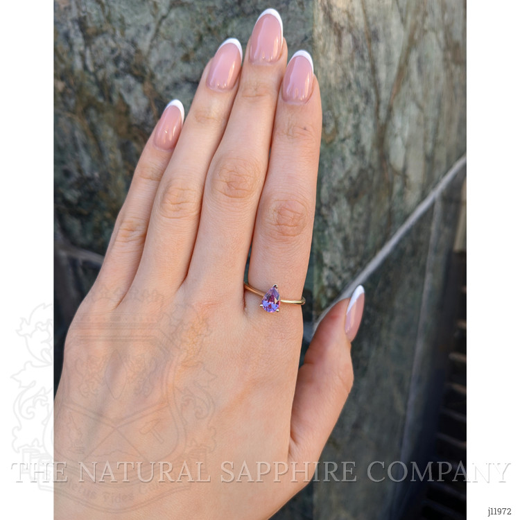 1.29 Ct. Purplish Pink Sapphire Solitaire Ring, 14K Yellow Gold