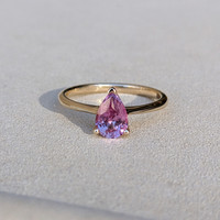1.29 Ct. Purplish Pink Sapphire Solitaire Ring, 14K Yellow Gold Life Style