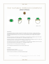 5.28 Ct. Emerald and Natural Diamond Three Stone Ring, 18K White & Yellow Appraisal
