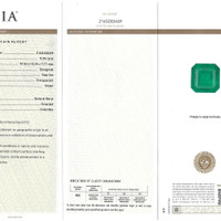 5.28 Ct. Emerald and Natural Diamond Three Stone Ring, 18K White & Yellow Scan Report