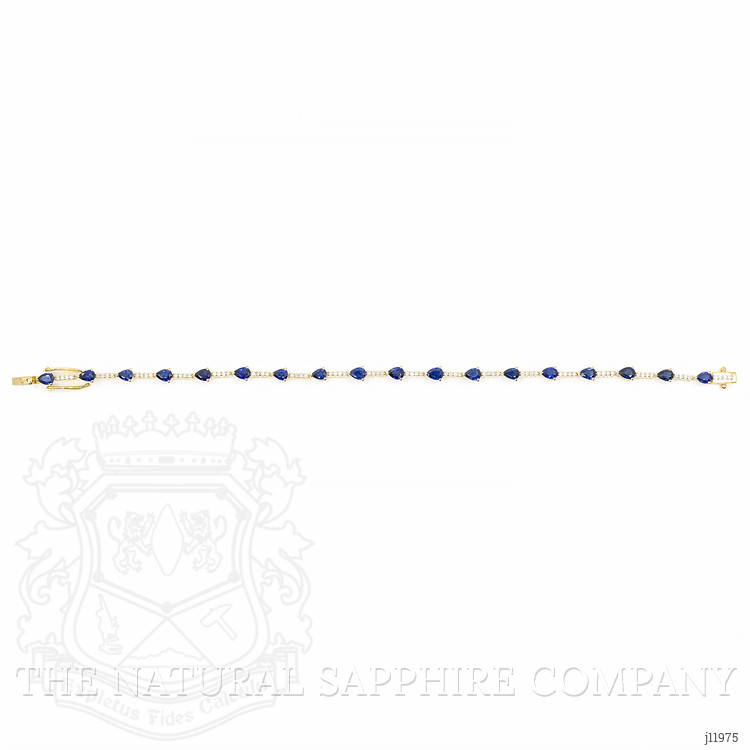 4.05 Ct.Tw. Blue Sapphire and Natural Diamond Tennis/Line Bracelet, 18K Yellow Gold