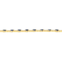 4.05&nbsp;Ct.Tw.Total Carat Weight Blue Sapphire and Natural Diamond Tennis/Line Bracelet, 18K Yellow Gold Image