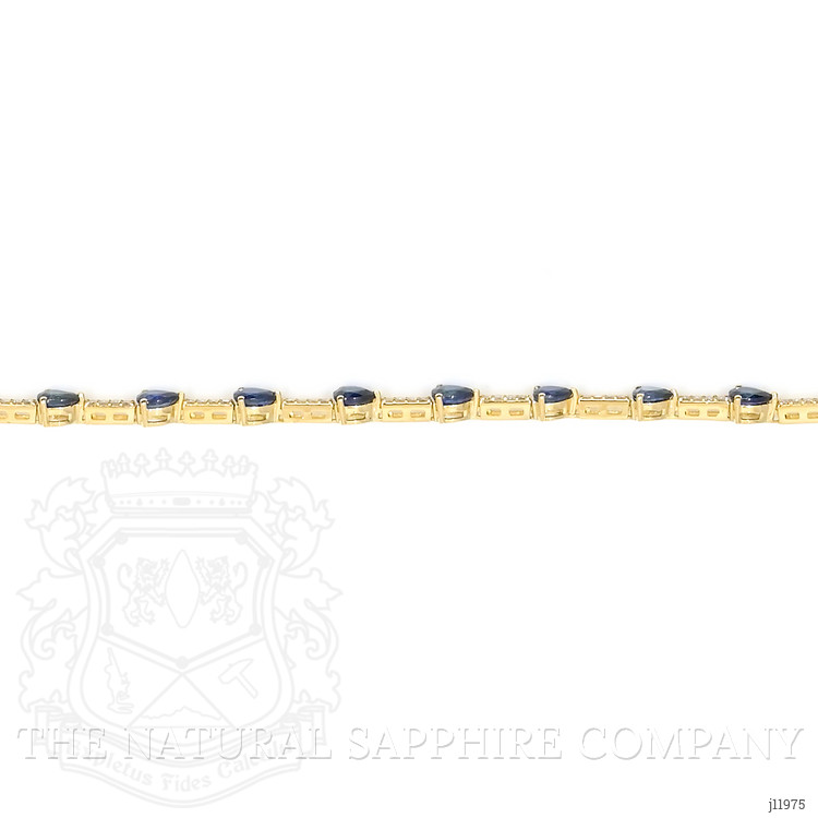 4.05 Ct.Tw. Blue Sapphire and Natural Diamond Tennis/Line Bracelet, 18K Yellow Gold