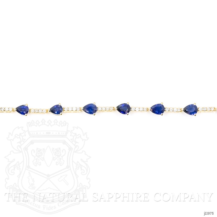 4.05 Ct.Tw. Blue Sapphire and Natural Diamond Tennis/Line Bracelet, 18K Yellow Gold