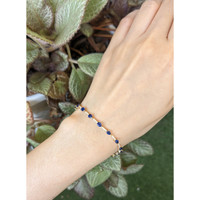 4.05&nbsp;Ct.Tw.Total Carat Weight Blue Sapphire and Natural Diamond Tennis/Line Bracelet, 18K Yellow Gold Life Style