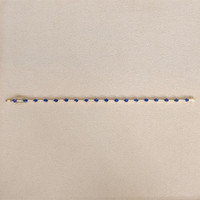 4.05&nbsp;Ct.Tw.Total Carat Weight Blue Sapphire and Natural Diamond Tennis/Line Bracelet, 18K Yellow Gold Life Style