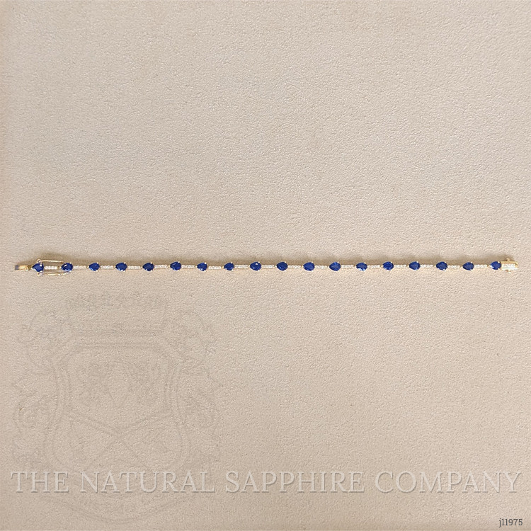 4.05 Ct.Tw. Blue Sapphire and Natural Diamond Tennis/Line Bracelet, 18K Yellow Gold