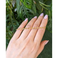 3.93&nbsp;Ct.Tw.Total Carat Weight Bluish Green Sapphire Tennis/Line Bracelet, 14K Yellow Gold Life Style