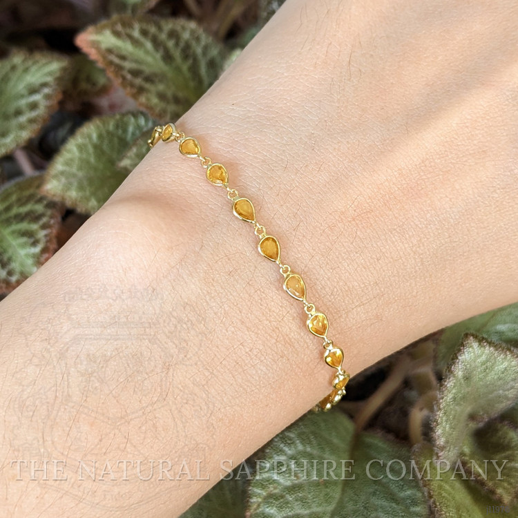 3.93 Ct.Tw. Bluish Green Sapphire Tennis/Line Bracelet, 14K Yellow Gold