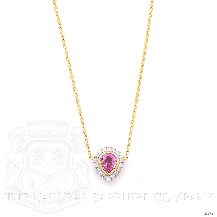 0.36 Ct. Pink Sapphire and Natural Diamond Pave Necklace, 18K Yellow Gold