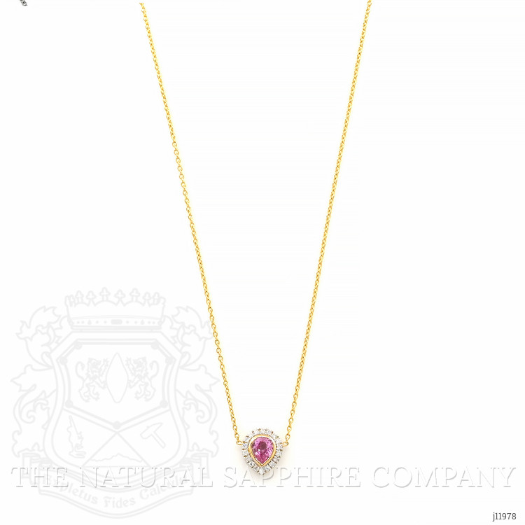 0.36 Ct. Pink Sapphire and Natural Diamond Pave Necklace, 18K Yellow Gold