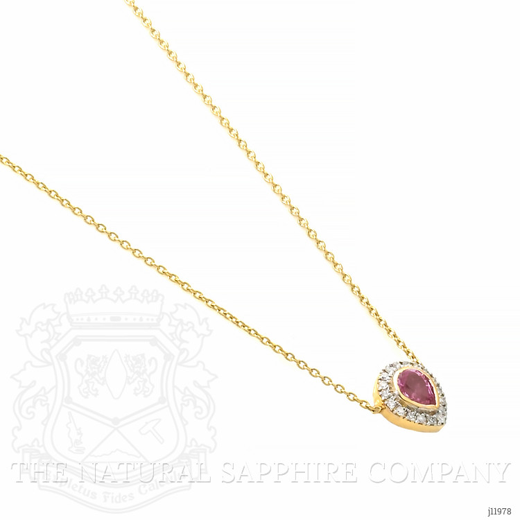 0.36 Ct. Pink Sapphire and Natural Diamond Pave Necklace, 18K Yellow Gold
