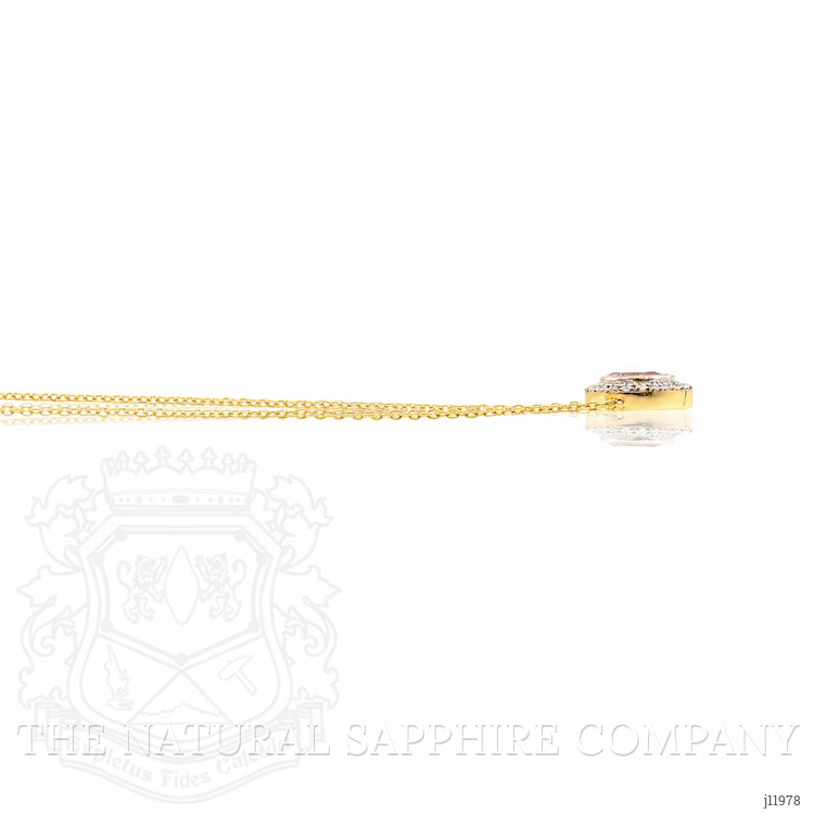 0.36 Ct. Pink Sapphire and Natural Diamond Pave Necklace, 18K Yellow Gold