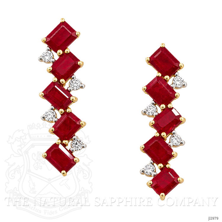 2.60 Ct.Tw. Pinkish Red Ruby and Natural Diamond Studs Earrings, 14K Yellow Gold