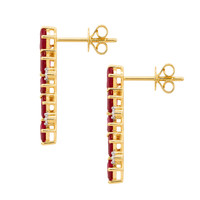 2.60&nbsp;Ct.Tw.Total Carat Weight Pinkish Red Ruby and Natural Diamond Studs Earrings, 14K Yellow Gold Image