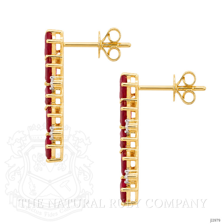 2.60 Ct.Tw. Pinkish Red Ruby and Natural Diamond Studs Earrings, 14K Yellow Gold