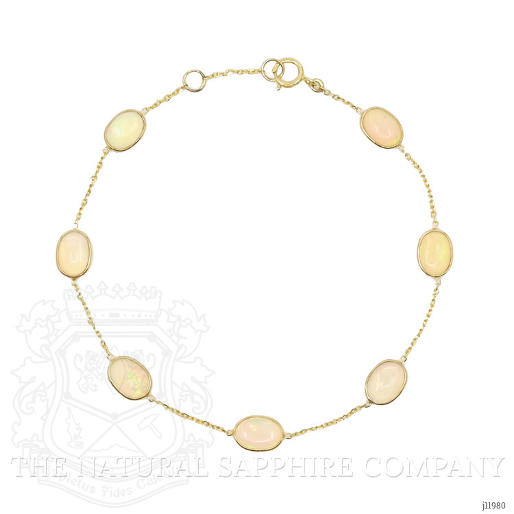 3.01 Ct.Tw. Multi Color Opal Bezel Bracelet, 14K Yellow Gold