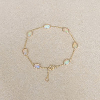 3.01 Ct.Tw.Total Carat Weight Multi Color Opal Bezel Bracelet, 14K Yellow Gold Life Style