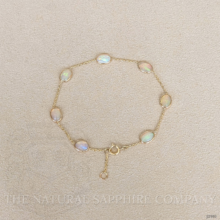 3.01 Ct.Tw. Multi Color Opal Bezel Bracelet, 14K Yellow Gold