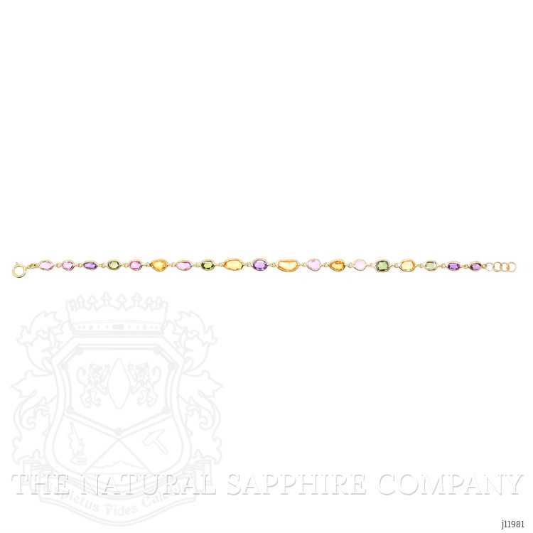 4.67 Ct.Tw. Multi Color Sapphire Bezel Bracelet, 14K Yellow Gold