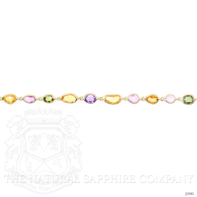 4.67 Ct.Tw. Multi Color Sapphire Bezel Bracelet, 14K Yellow Gold