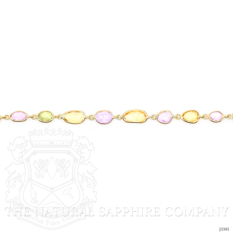 4.67 Ct.Tw. Multi Color Sapphire Bezel Bracelet, 14K Yellow Gold