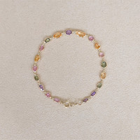 4.67&nbsp;Ct.Tw.Total Carat Weight Multi Color Sapphire Bezel Bracelet, 14K Yellow Gold Life Style