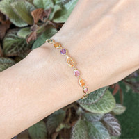 4.67&nbsp;Ct.Tw.Total Carat Weight Multi Color Sapphire Bezel Bracelet, 14K Yellow Gold Life Style